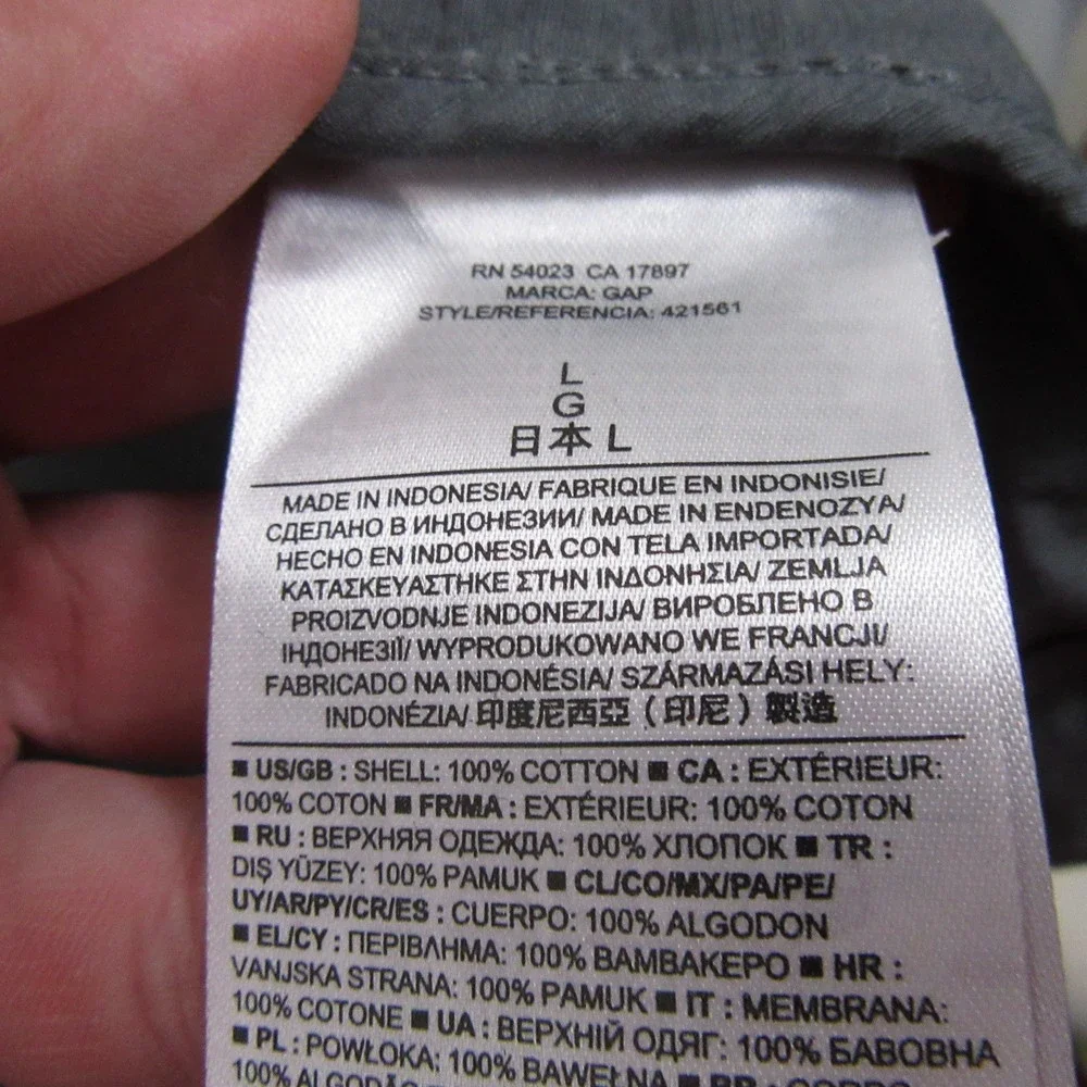 Gap‎ Mens Bomber Jacket L Gray Snap Button Lightweight Drawstring Hem